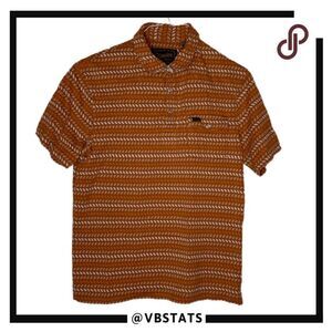 Howler Bros Men's Geometric Snap‎ Up Polo Shirt Orange White Size Medium